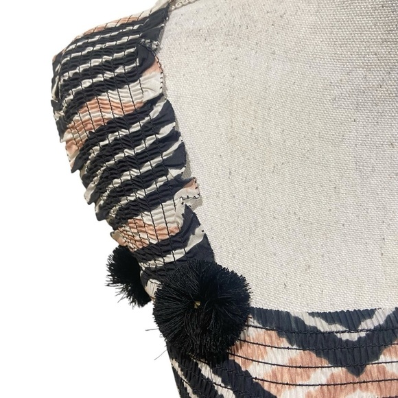 Figue Luella chevron tie dye tribal black/tan/cream shirred peplum top/vest xs - Picture 8 of 13